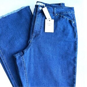 Ecru Dark Blue Denim Pants